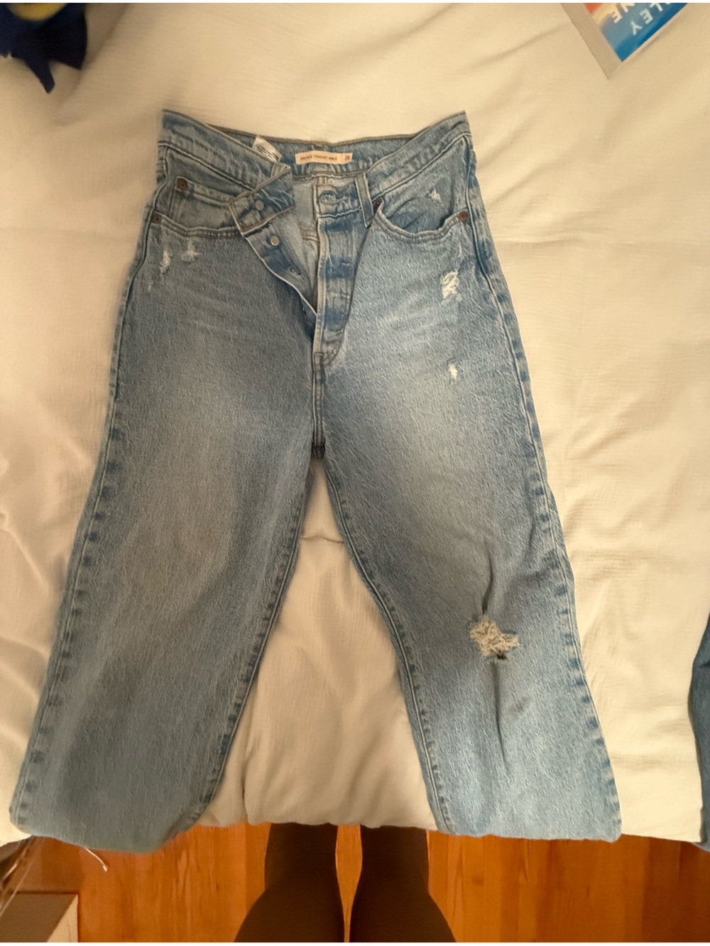 Light Wash Distressed Denim Jeans